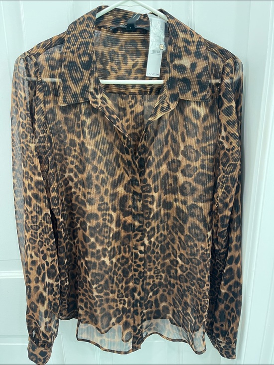 White House Black Market Tops - brand New with tags- White House Black Market Sheer Leopard-Print Blouse